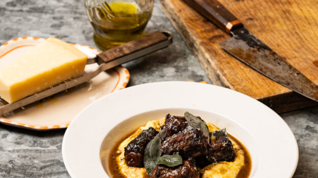 DISH WITH TISH: BRAISED OXTAIL WITH POLENTA, CAVOLO NERO, BONE MARROW & CHILLI